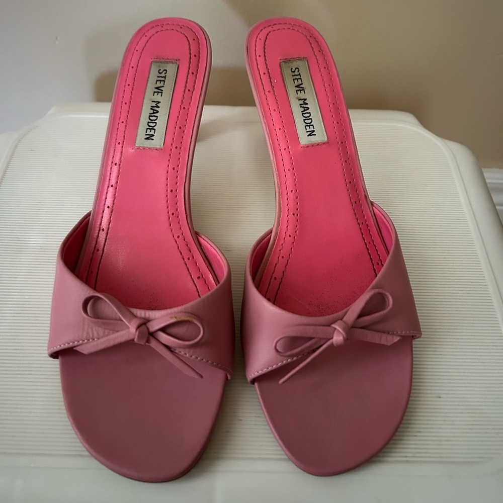 Steve Madden Blush Pink Bow Slide Sandals